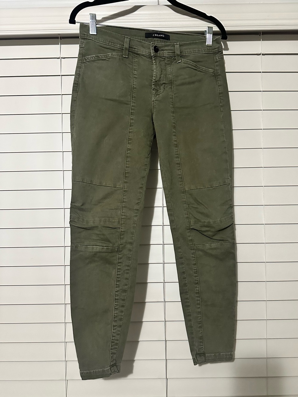 J Brand Ginger Skinny Moto Jeans Jungle Olive Green Stretch Size 26